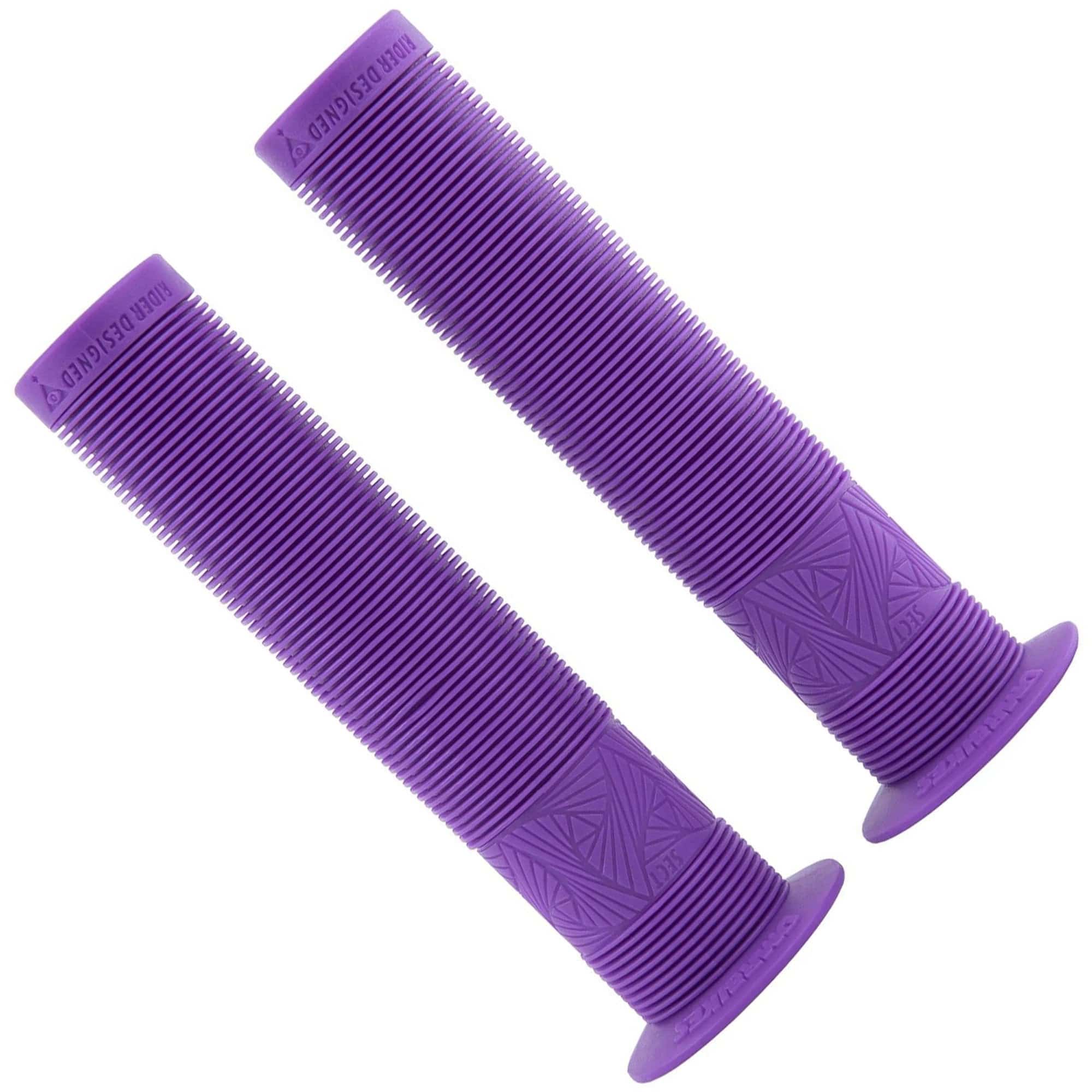 DMR Sect bike grips with durable thumb patch, suited for street, park, and dirt jump riding, featuring comfortable rubber handles.