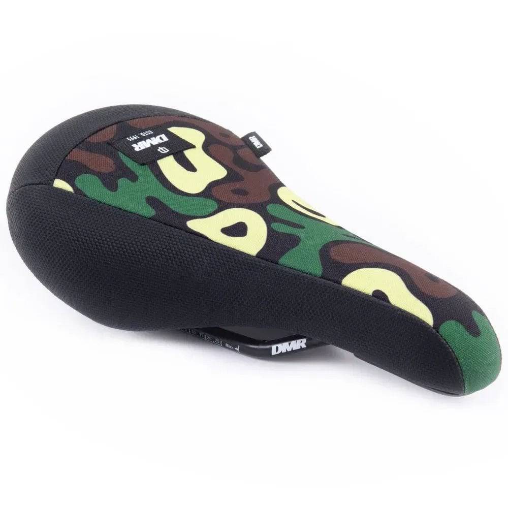 DMR Bikes Sect Rail DJ Saddle with vinyl top, durable unisex dirt bike seat designed for BMX and mountain biking.