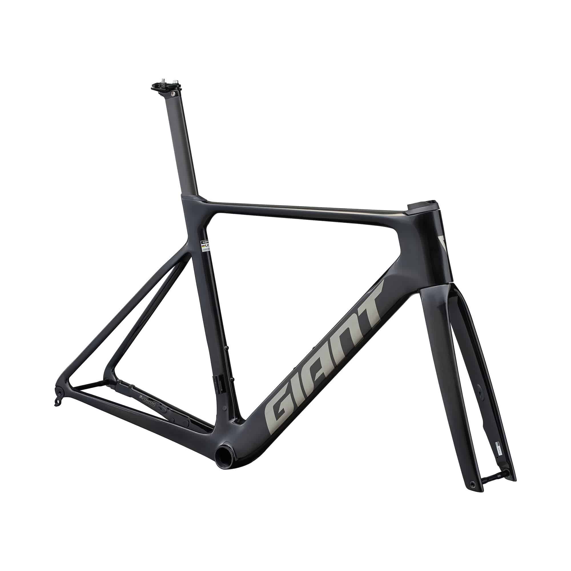 Giant Propel Advanced Pro-FF road frameset with aerodynamic design and disc brake compatibility, shown in a sleek black finish.