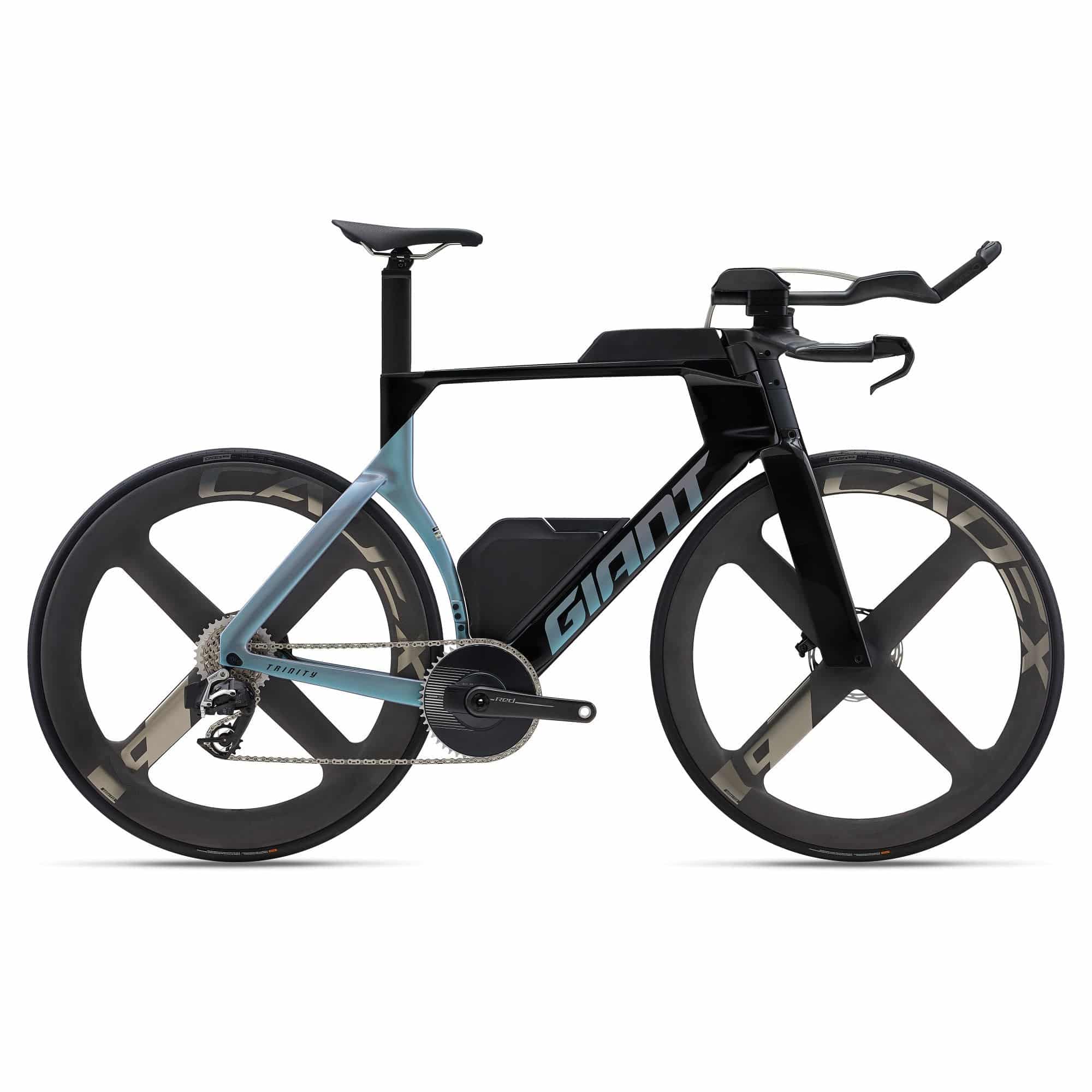 Giant Trinity Advanced SL 0 triathlon bike with integrated hydration system, disc brakes, aerodynamic frame, and racing design.