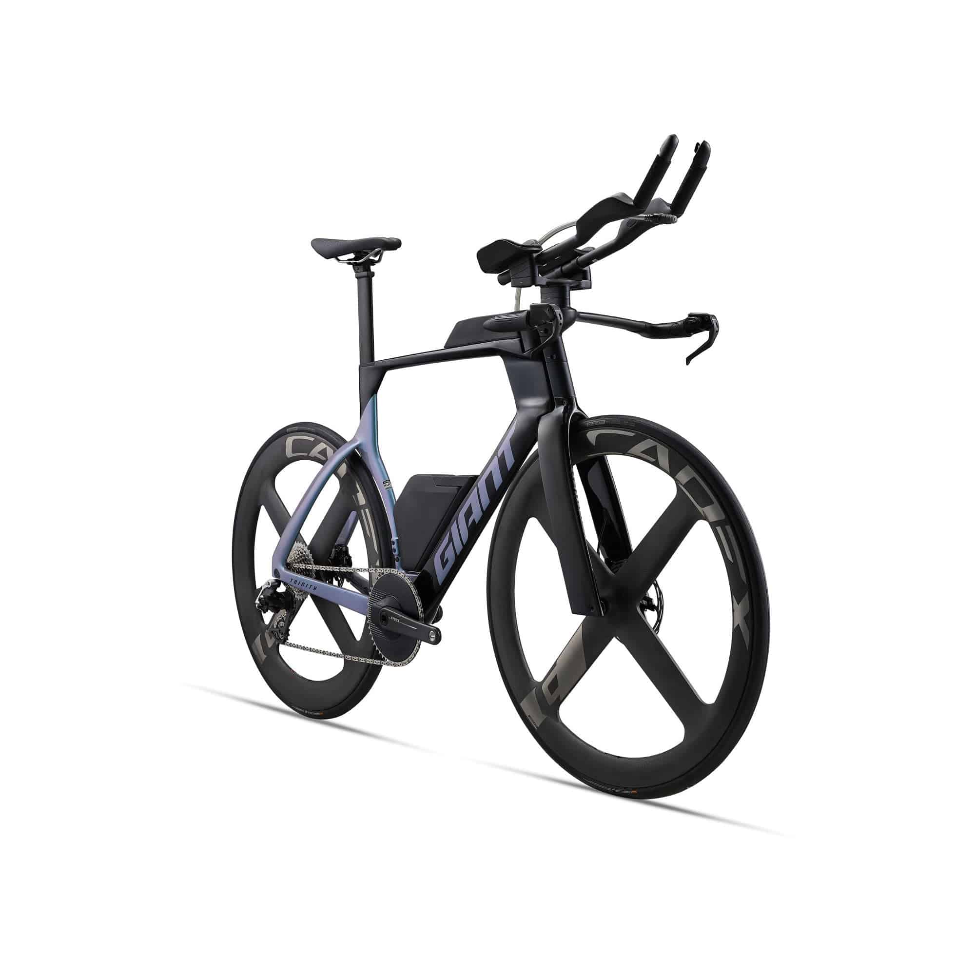 Giant Trinity Advanced SL 0 triathlon bike with aerodynamic frame, integrated hydration system, and disc brakes for high performance.