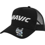 Mavic trucker cap with mesh panels and adjustable snapback, outdoor headwear for sun protection and ventilation.