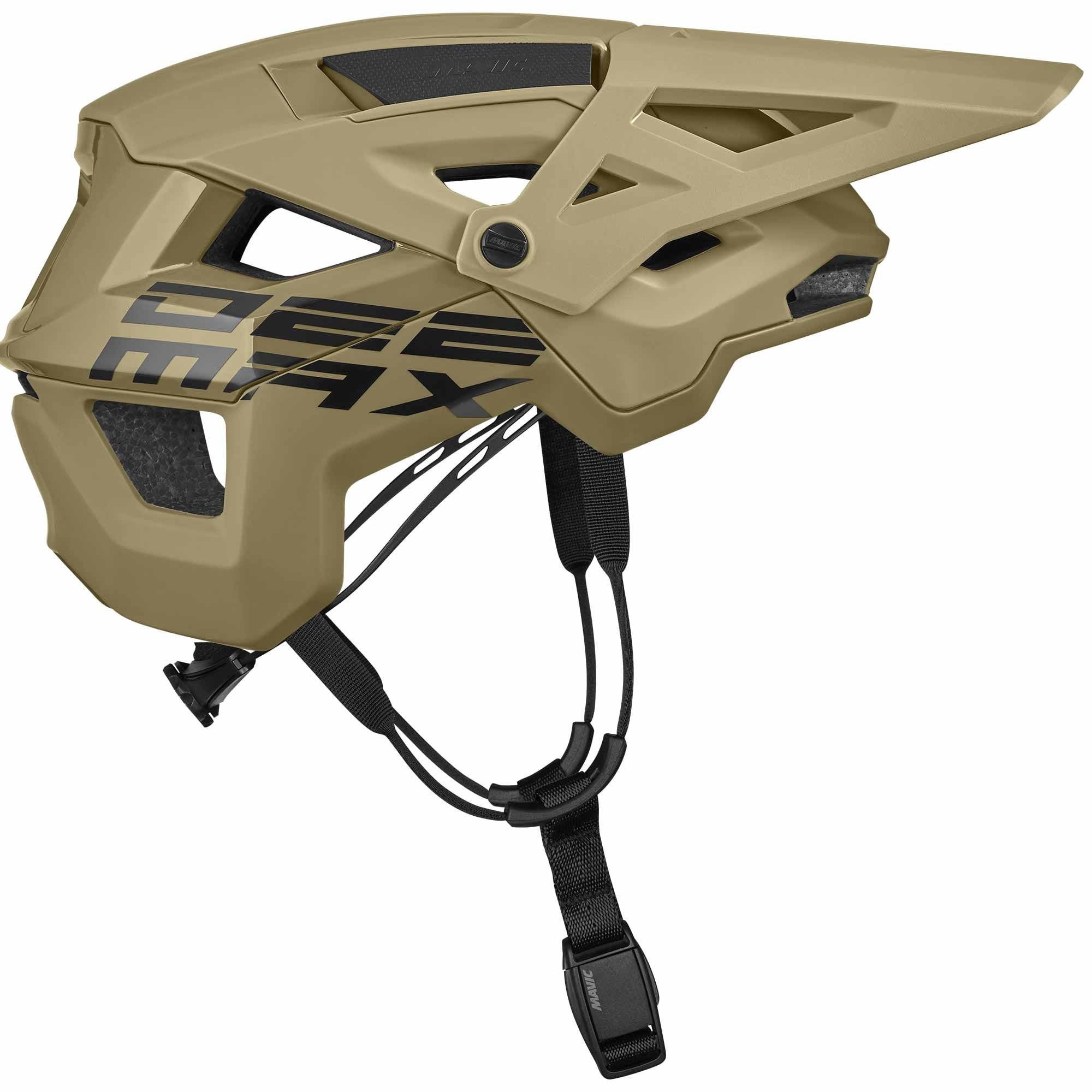 Mavic Deemax Pro MIPS mountain bike helmet with advanced protection and ventilation, shown from the side with adjustable straps.