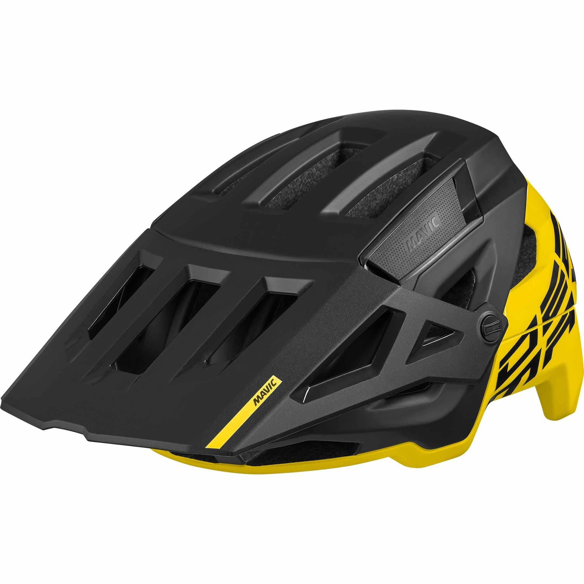 Mavic Deemax Pro MIPS mountain bike helmet with advanced protection, ventilation, and adjustable straps, shown from the front.