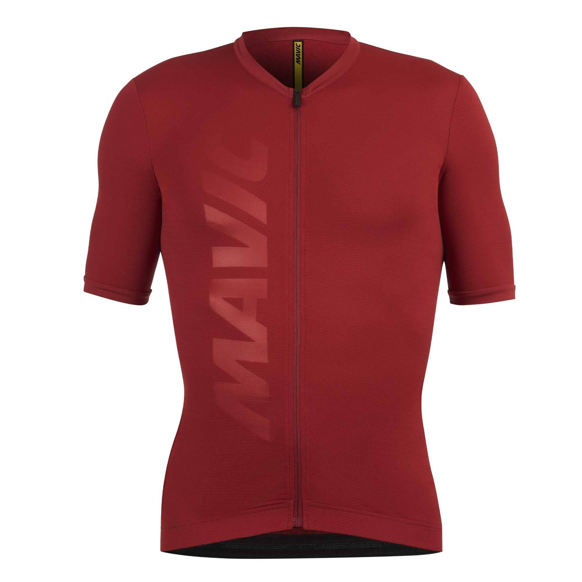 Mavic Aksium short sleeve cycling jersey with UPF 30 protection and reflective details, designed for outdoor cycling comfort.