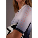 Mavic Essential Graphic women's short sleeve cycling jersey with breathable mesh fabric and vibrant design, ideal for riding.