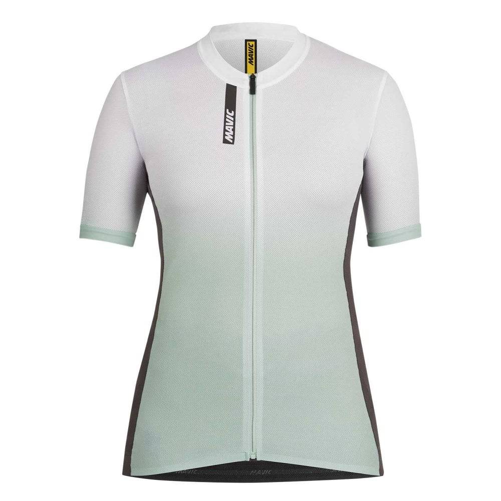 Mavic Essential Graphic women's short sleeve cycling jersey with breathable mesh fabric, stylish design, and comfortable fit.
