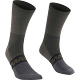 Mavic Aksium high cycling socks made of breathable, eco-friendly fabric, designed for durability and comfort during rides.
