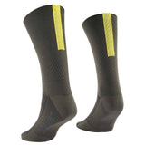 Mavic Essential high cycling socks with breathable, cushioned, antimicrobial fabric showing a close-up of the socks' texture and design.