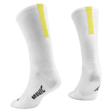 Mavic Essential High Socks, breathable cushioned antimicrobial cycling socks shown in black with red accents.