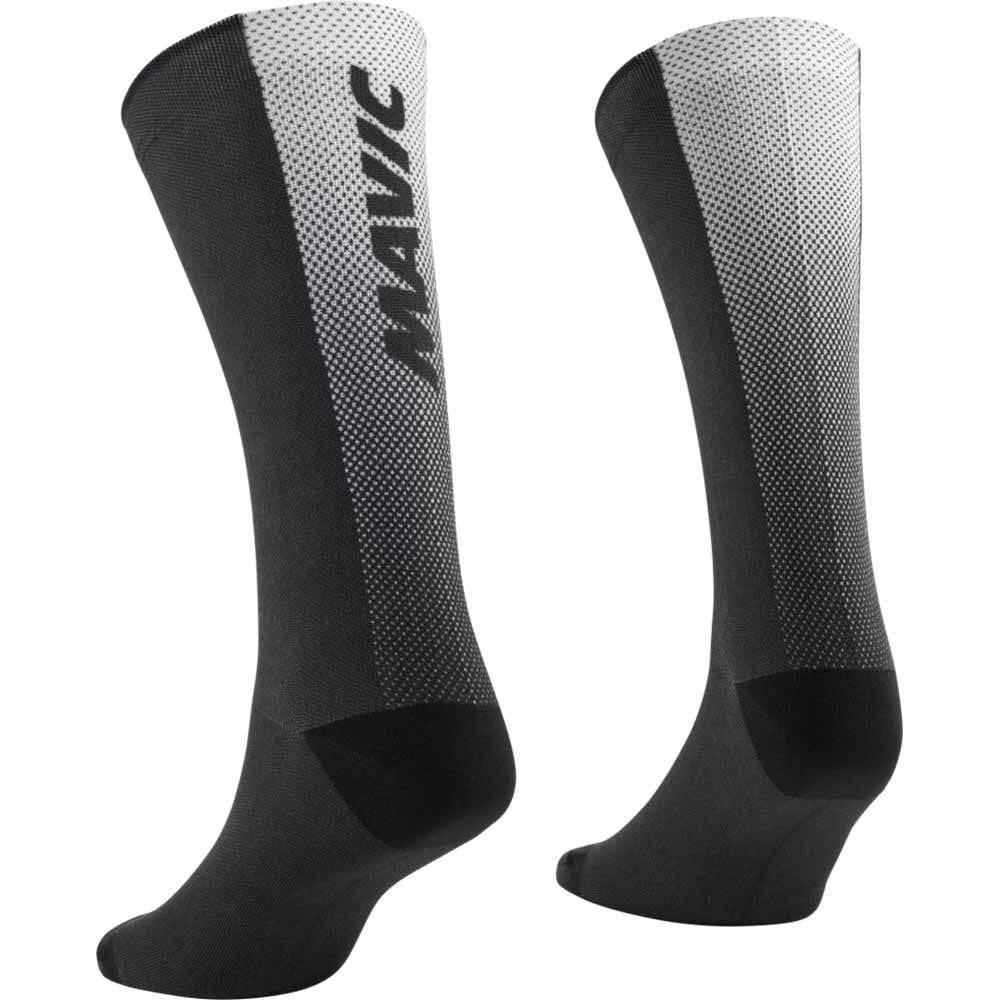Mavic Gradient cycling socks made of eco-friendly Newlife fabric, featuring colorful gradient design and durable stretch fit.