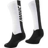 Mavic logo cycling socks with antibacterial T-Care Plus fiber, 18cm height, made of breathable, moisture-wicking fabric for comfort.