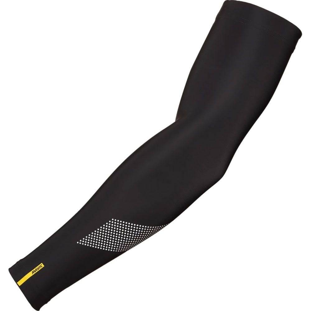 Mavic Cosmic lightweight cycling arm warmers with breathable fabric and reflective details, designed for comfortable riding in cooler weather.