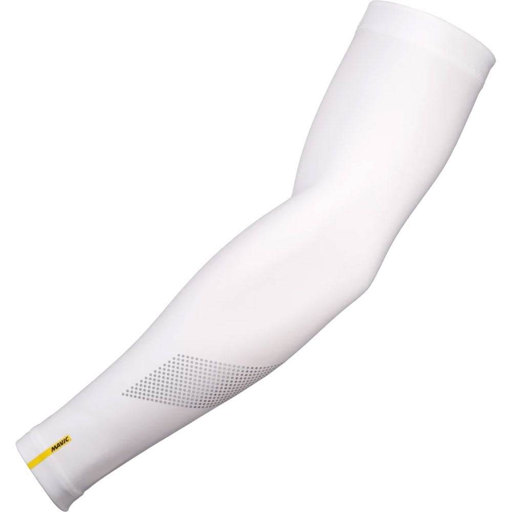 Mavic Cosmic lightweight breathable cycling arm warmers with reflective details, designed for comfort and visibility during rides.