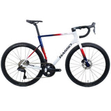 Basso Astra Ultegra Di2 road bike with white frame and Mavic Cosmic S wheels, showcasing sleek design and aerodynamic features.
