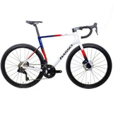 Basso Astra 105 Di2 all-road bike with cosmic white frame, lightweight design, and advanced Shimano Di2 gear system.