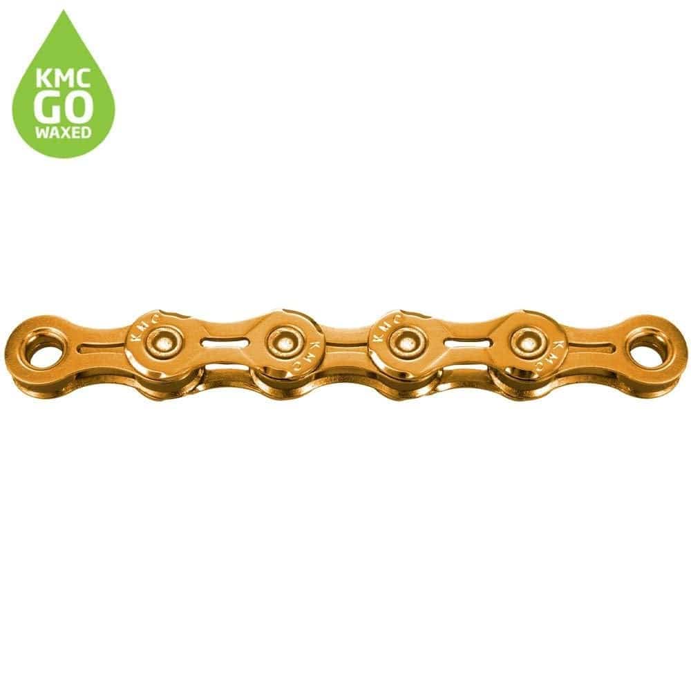 KMC X11EL pre-waxed 11-speed bike chain with 118 links, compatible with Shimano, SRAM, and Campagnolo components.