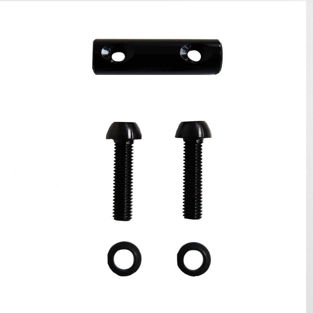 Deda Alanera RS bike stem clamp kit with titanium screws, includes components for secure handlebar attachment.