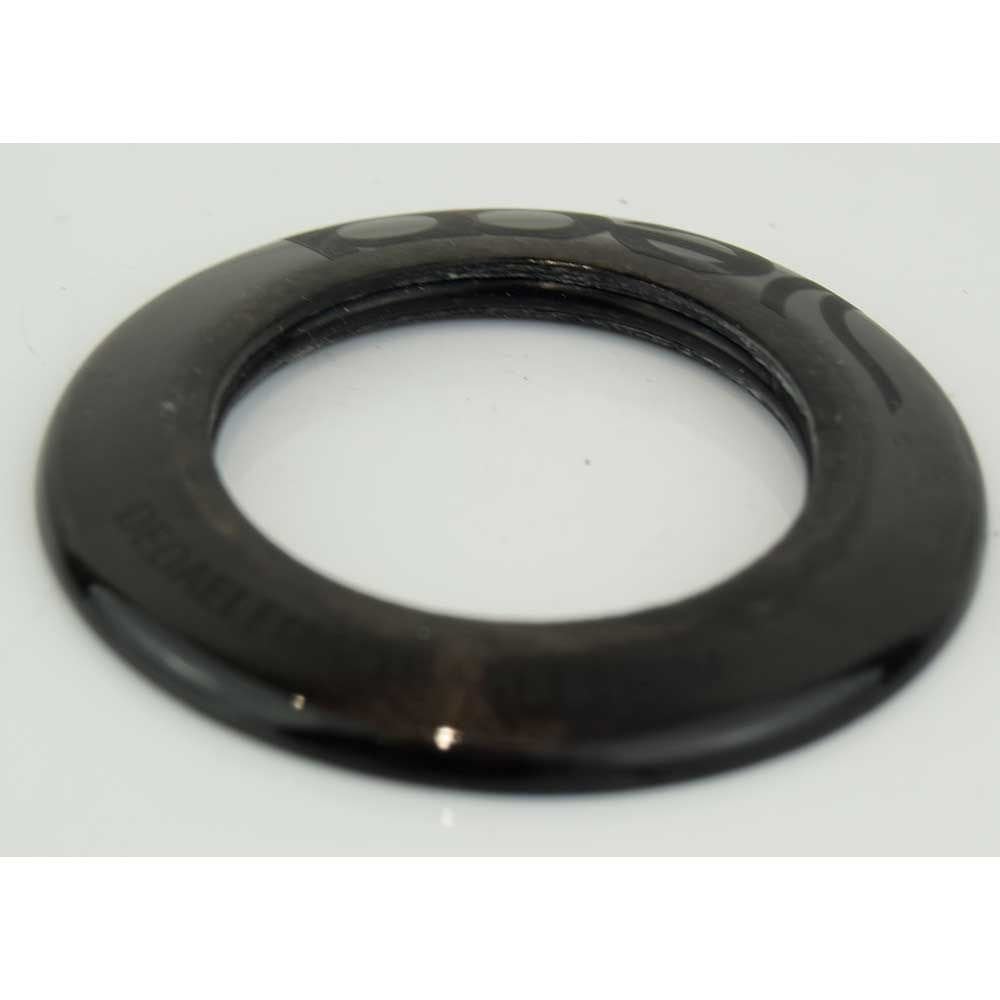 Deda headset topcover for carbon and alloy bike headsets, close-up of the black component showing branding and fit details