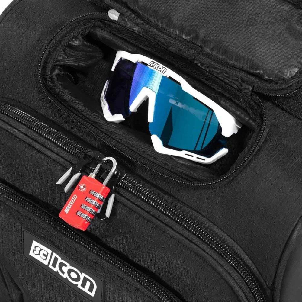 Scicon Sports carry-on hand luggage trolley with 35L capacity, durable travel accessories and panniers for convenient packing.