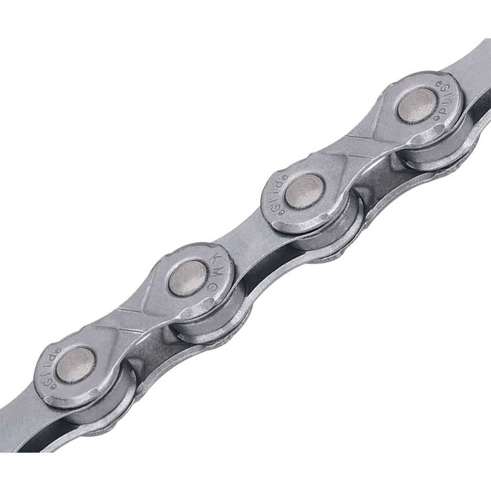 KMC eGlide chain for Shimano LINKGLIDE 9-11 speed e-bike systems, showing silver chain links and branding details