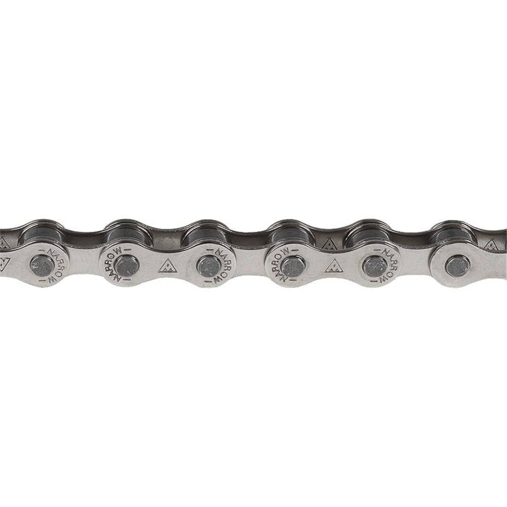 Miche X1 Track 1/8" chain made of nickel-plated steel, designed for track racing performance, shown in the image.
