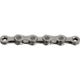KMC X11 11-speed bike chain for MTB racing, non-directional, durable 114L and 118L component with detailed links.