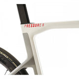Cinelli Pressure II racing white road frameset with disc brakes and aero seatpost, lightweight bicycle component for road cycling.