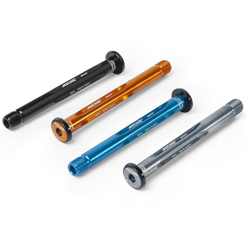 Miche Light Rd Road Axles Skewers for Wilier Strada 0 SLR, Filante SLR, Verticale SLR bike components, shiny metal finish