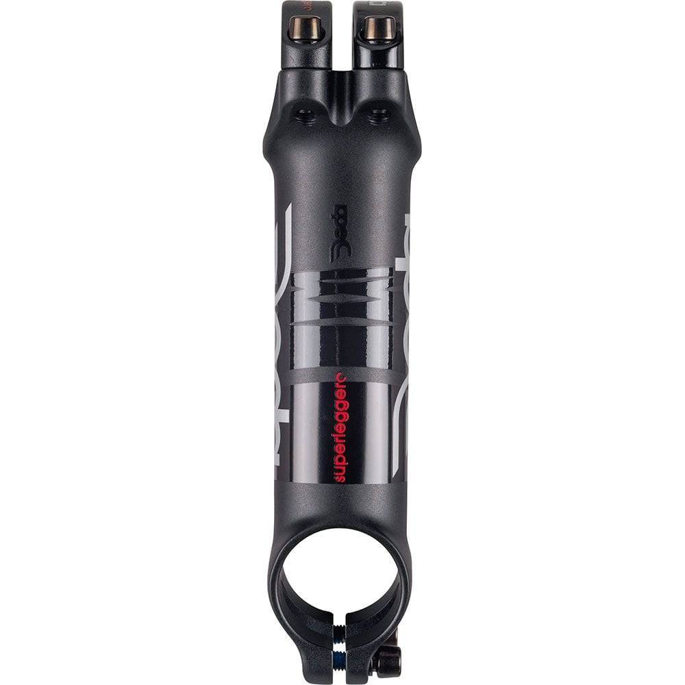 Deda Superleggero road bike stem with 31.7mm clamp, 1 1/8" steerer, black anodized finish, lightweight bike component