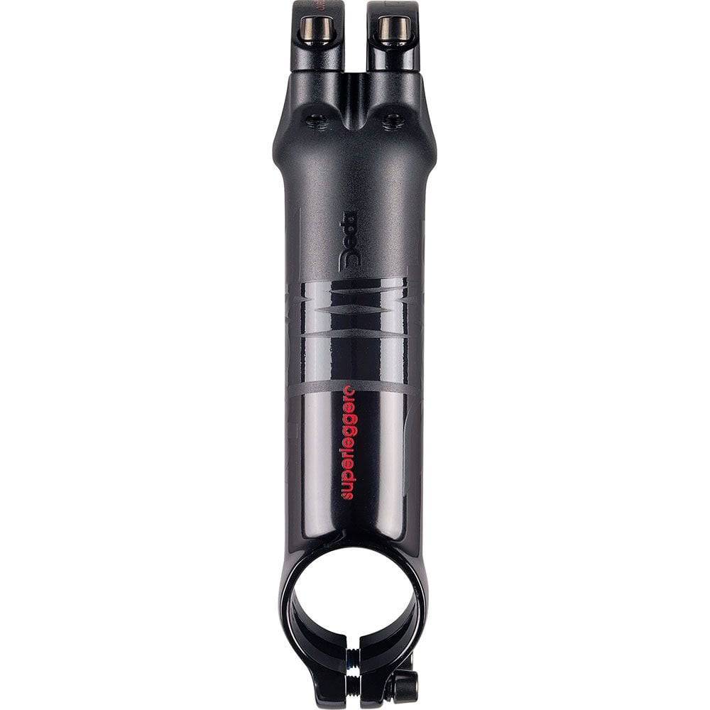 Deda Superleggero road bike stem with 31.7mm clamp, 1 1/8" steerer, black anodized finish, lightweight component for cycling.
