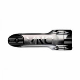 Deda Vinci DCR stem with integrated cable routing for 1 1/8" and 1 1/4" steerers, bike component in black with sleek design.