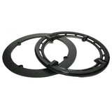 Shimano SM-CRE50 38T double chain ring cover with fixing bolt for e-bike components, black metal with mounting hardware.