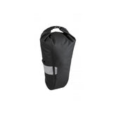 Topeak QR Fork Drybag 5.8L black waterproof TPU bikepacking accessory attached to a bike fork for outdoor adventures.