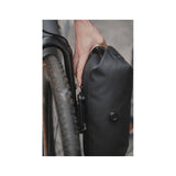 Topeak QR Fork Drybag 5.8L black waterproof bikepacking accessory attached to a bike fork.