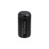 Topeak Escape Pod+ bike tool storage pod in black with noise-reduction lining, designed for cycling accessories and gear storage.