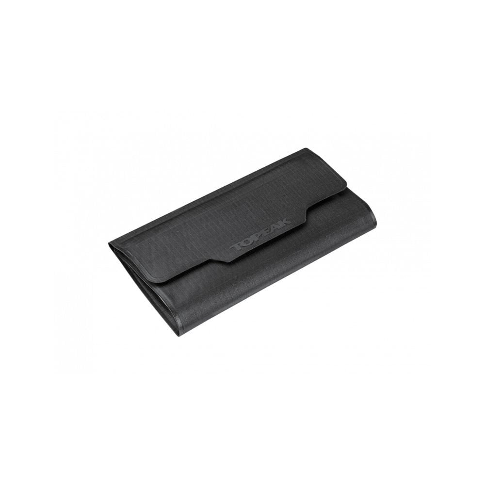 Topeak Drywallet Large waterproof phone wallet in black, waterproof cycling accessory with IPX5 protection, suitable for outdoor use.