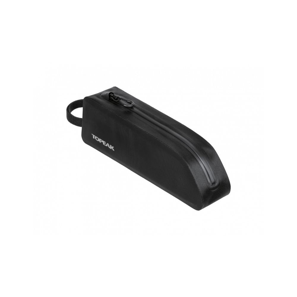 Topeak Fastfuel Drybag II black top tube bike bag with weatherproof design and 0.8L capacity for cycling accessories.