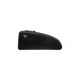 Topeak Toploader Drybag 1L waterproof bikepacking bag in black mounted on bike top tube for riding accessories.