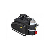 Topeak MTX TrunkBag DXP black bike rack bag with pannier 2.0, expandable storage for cycling accessories.