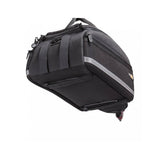Topeak MTS TrunkBag EX 8L black bike rack bag with Velcro mounting system, weather-resistant cycling accessories.