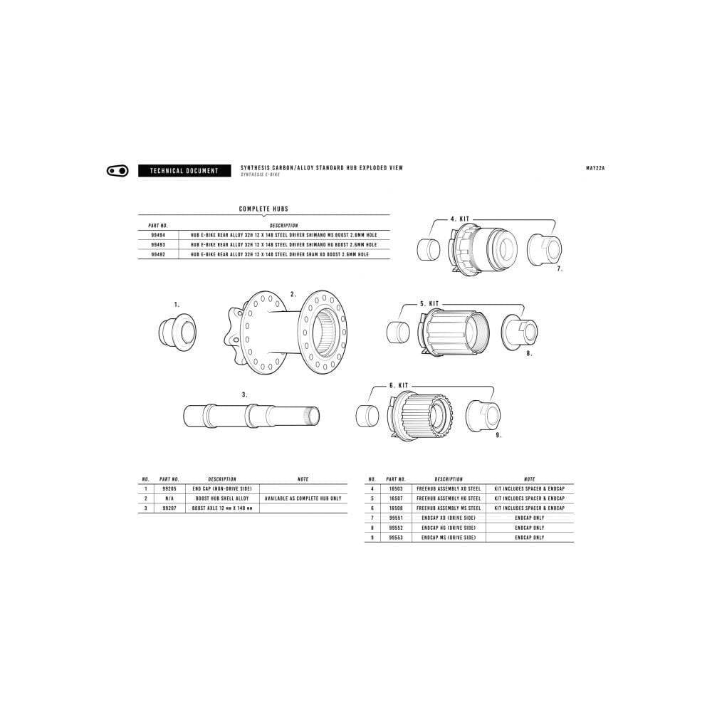 Crankbrothers Synthesis eBike rear hub in black with 148mm boost spacing, 32 spokes, HG MS XD freehub, bike component