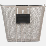Basil Bilbao Nude Metallic Front Bicycle Basket with adjustable height and KF plate for accessories and bike storage.
