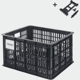 Basil Medium Basil Bicycle Crate MIK black recycled synthetic bike basket with handle for bike accessories and storage.