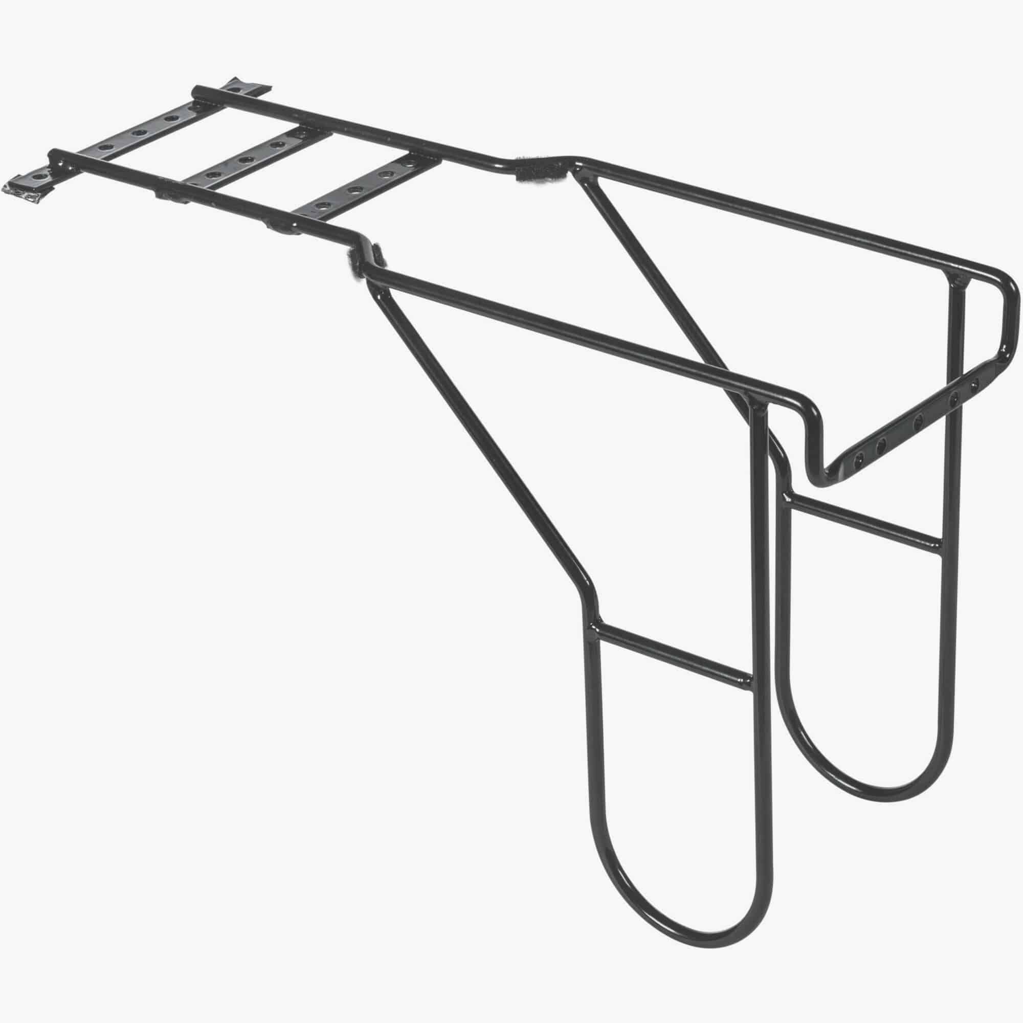 Basil Matt Black Basil Carrier Extender with side supports for double panniers and child seat, accessory for bike carrier.