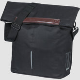 Black Basil City Bicycle Shopper Bag with hook-on system, reflective details, designed for 14-16L capacity, bike accessories.