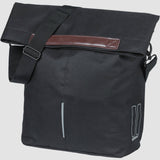 Black Basil City Bicycle Shopper Bag with hook-on system, reflective details, designed for 14-16L capacity, bike accessories.