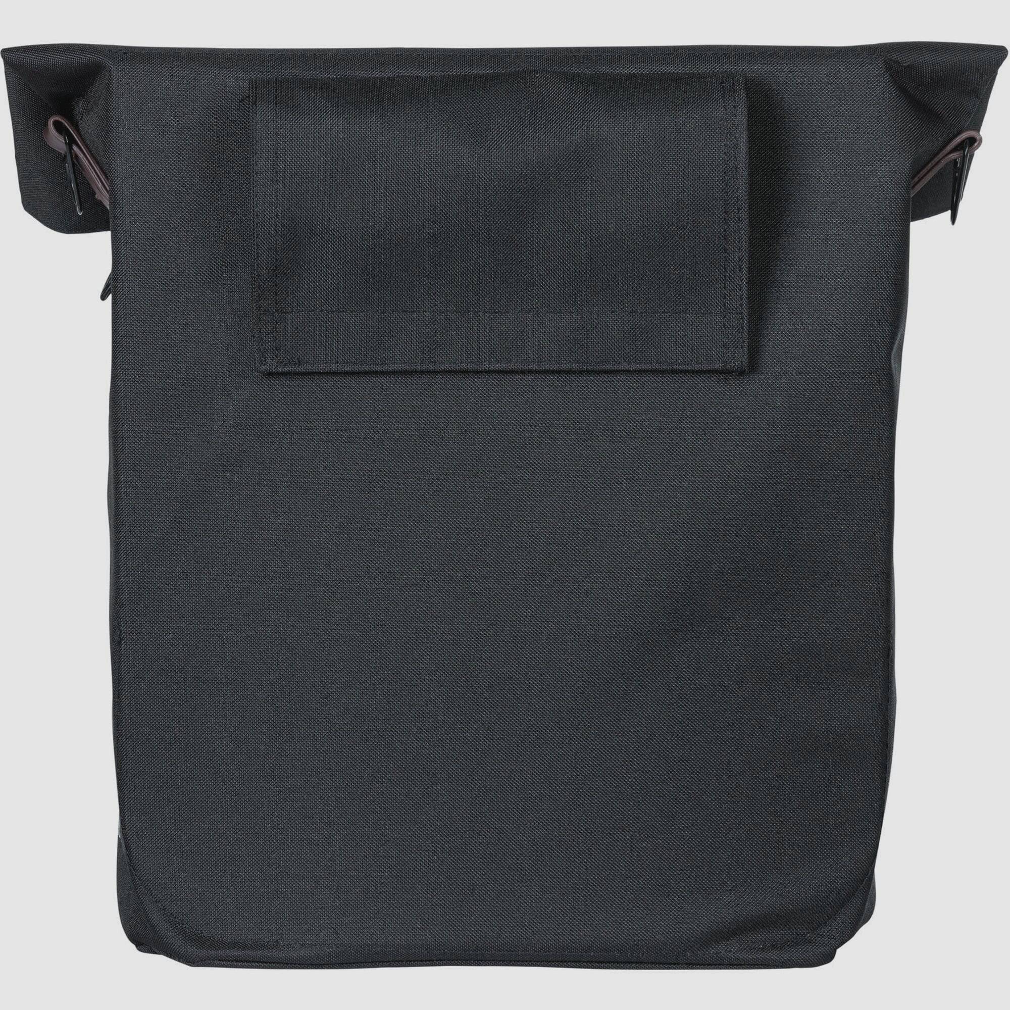 Black Basil City Bicycle Shopper Bag with hook-on system and reflective details, designed for 14-16L capacity.