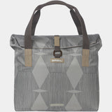 Basil Elegance Bicycle Shopper Bag in Chateau Taupe with hook-on system, 20-26L capacity, designed for bike accessories.