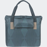Basil Elegance Bicycle Shopper Bag in estate blue with hook-on system, 20-26L capacity, designed for bike accessories.